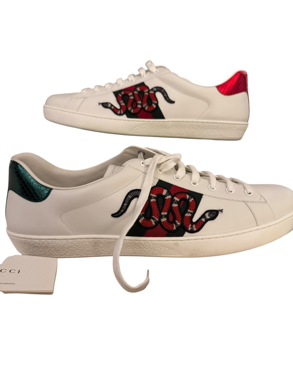 Gucci Ace Kingsnake Sneakers White Leather Size 16.5 Men NWT Rare + Extras - Picture 3 of 14